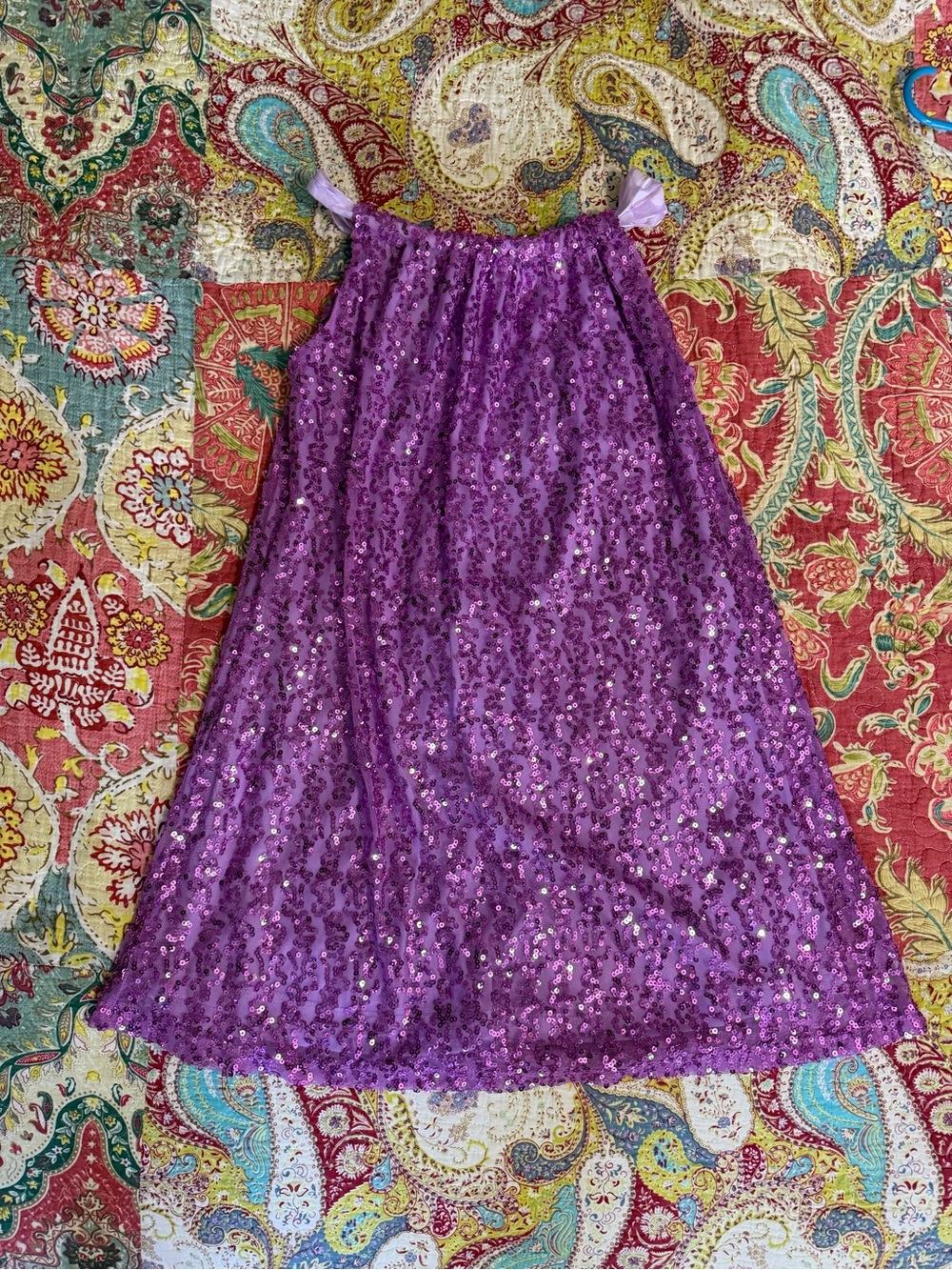 Purple Sequin Slip Dress